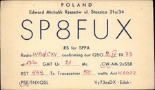 QSL radio card SP8FUX 1973 Rzeszow Poland Edward Michalik
