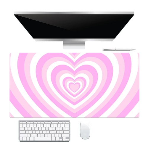 Modern Pastel Pink Heart Cute Desk Pad for Keyboard Desk Mat 31.5x15.7 inch - 第 6/6 張圖片