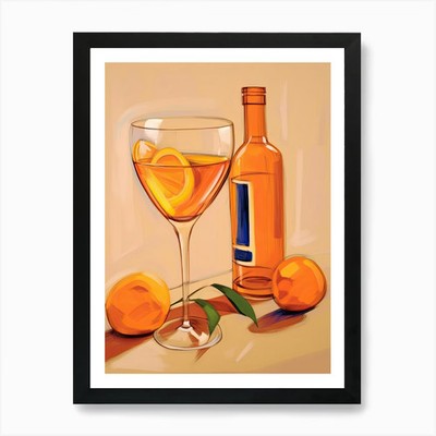 A glass of Aperol Art Print Framed  Framed Wall Art Poster Canvas Print Picture