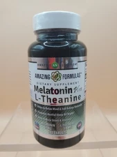 Amazing Formulas Melatonin Plus L-Theanine 120 Tablets Relax Reduce Stress 03/27