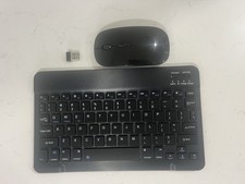 Small Compact Wireless Keyboard and Mouse Bundle, Portable, Black, QWERTY Layout