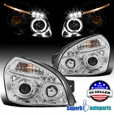 Fits 2005-2009 Hyundai Tucson Halo Projector Headlights LED Tube Pair