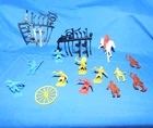 MPC  VINTAGE INDIANS AND RING HAND FIGS. PLUS REISSUE MARX COWBOY ACCESSORIES