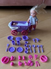 Simba Dickie Doll Walk Anziehpuppe Puppe Evi LOVE mit Puppenwagen, gebraucht