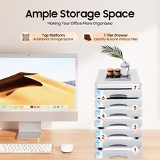 Metal 7 Drawer File Cabinet Lateral Storage Cabinet w/ Lockable Office Desktop