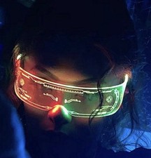 4 Pack LED GLASSES RAINBOW HOLOGRAPHIC Lights Up Shifting colors Party Rave