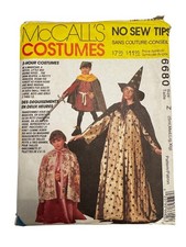 VTG McCalls Costumes Pattern 6680 Wizard Cape Cloak No Sew Tips Sizes S M L XL