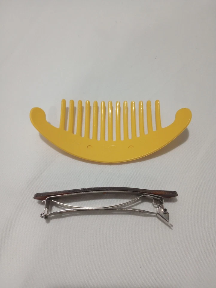 Винтажная заколка Goody Stay Tight черепаховый панцирь/желтая расческа-клипса - Изображение 2 из 4