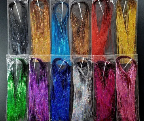 HOLOGRAPHIC CRYSTAL FLASH - 12 COLORS - Flashabou Tinsel - Fly Tying Materials