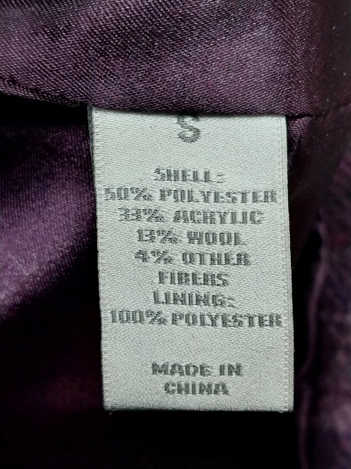 Moda Bug Peacoat Mujer Talla Pequeña Púrpura Forrado a Cuadros Chaqueta con Botones Foto 4 de 4