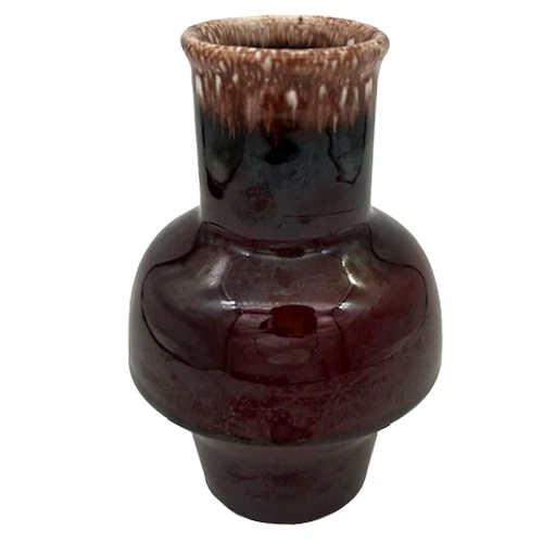 1960's Hull U.S.A. Brown Drip Glaze Pottery Crestone Carafe Decanter No Lid