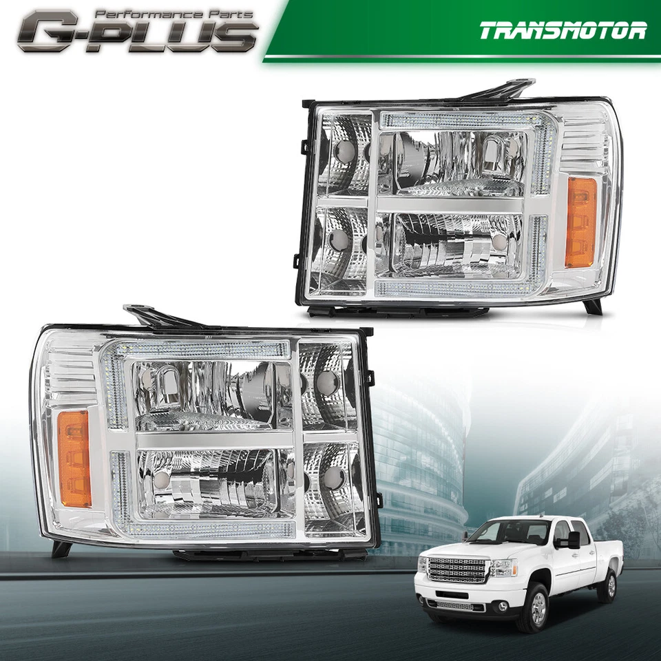 FAROS DRL LED TRANSPARENTES/CROMADOS APTOS PARA 2007-2013 GMC SIERRA 1500 2500 3500HD Foto 2 de 4
