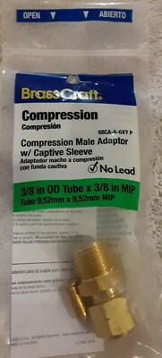 Brass Craft Compression Male Adaptor w/Captive Sleeve 3/8 OD x 3/8 MIP 68CA-6XYP