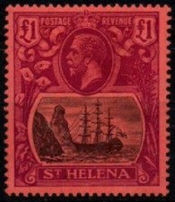ST.HELENA SG96b 1922 £1 GREY AND PURPLE/RED TORN FLAG  MTD MINT