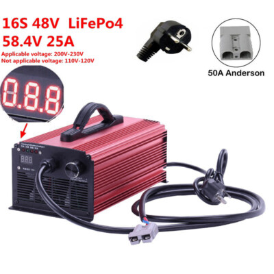 58.4V Output Schnellladegerät Current Adjustable 5A-25A for 16S 48V LiFePo4 Pack