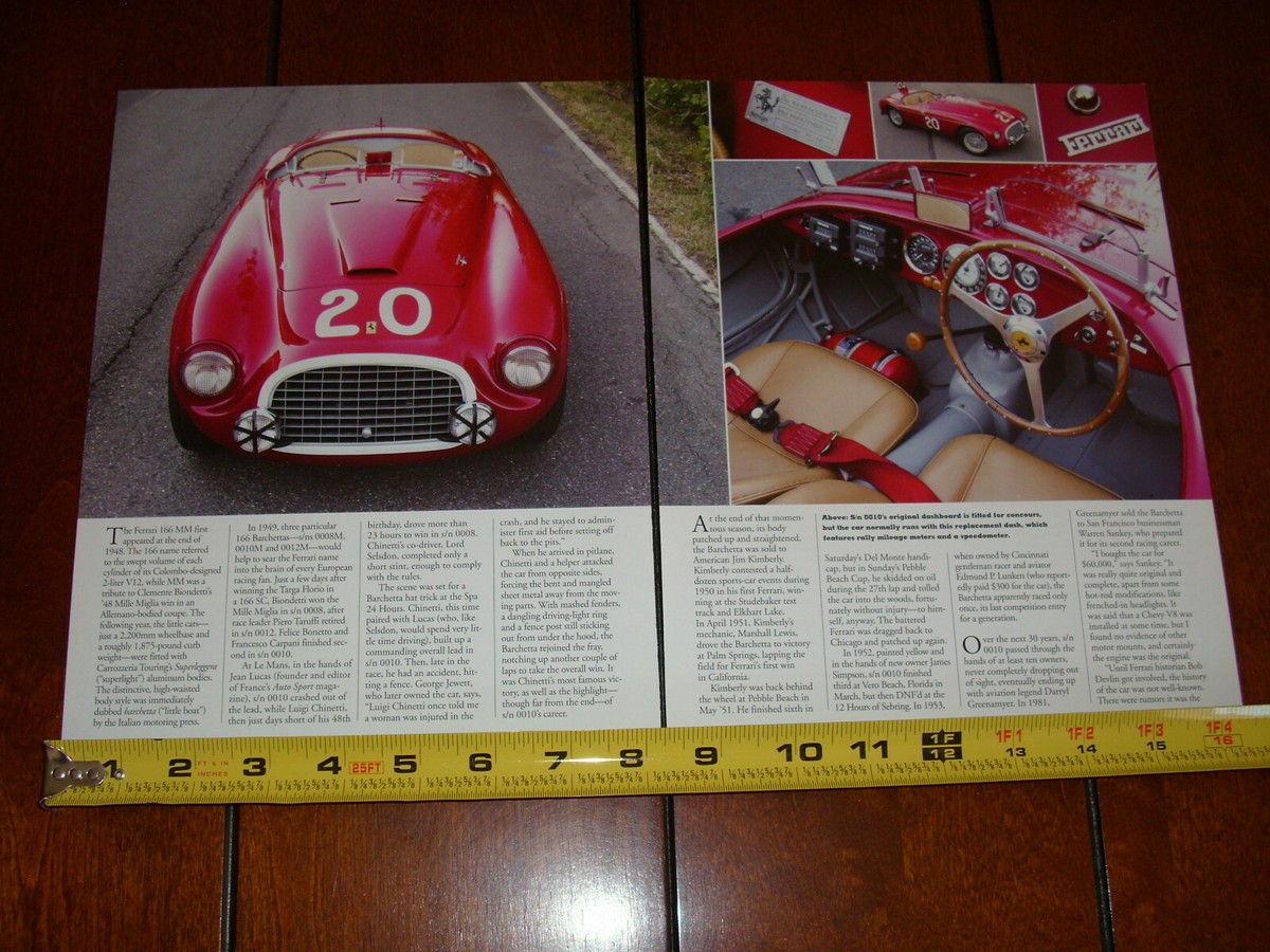 FERRARI 166 MM BARCHETTA S/N 010 ORIGINAL 2006 ARTICLE | eBay