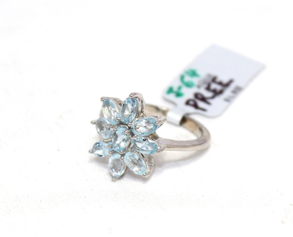 Ring 925 Sterling Silver Natural Aquamarine Gem Stone Handmade Women Gift F230 - Image 4 of 4