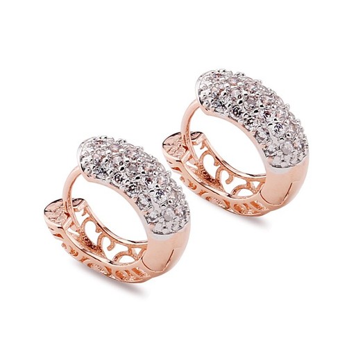 Women Rose Gold Plated Hoop Drop Earrings for Bridal Wedding Jewelry 1 Pair/set - Picture 8 of 8