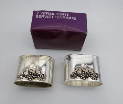 Versilberte Serviettenringe mit Weintrauben Motiv 2 St, OVP - Bild 1 von 4