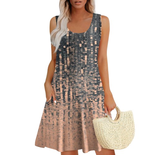 Womens Summer Dresses Loose Sleeveless Sundresses Dress With Pockets - Picture 22 of 39