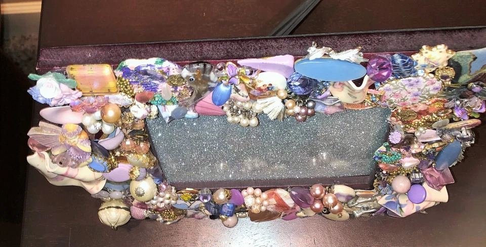 Marco de fotos de arte decorado joyería vintage de diamantes de imitación hecho a mano foto de 5x7 Foto 4 de 4