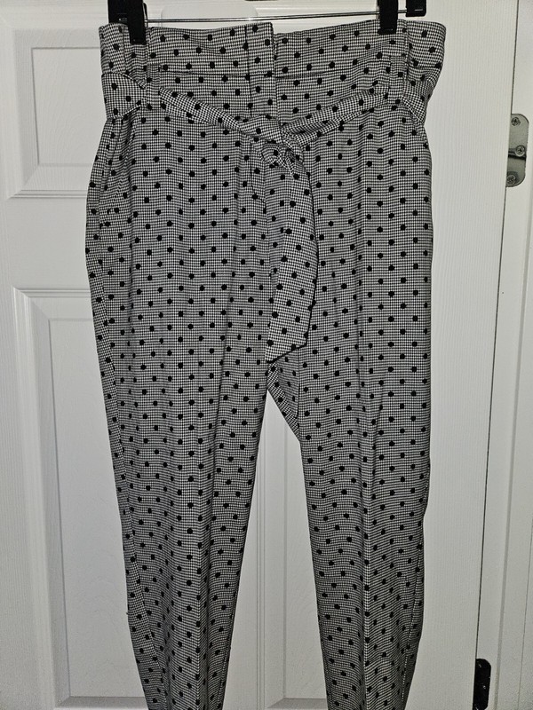 New York & Company Womens Polka Dot Skinny Leg Gray Dress Pant Size 6
