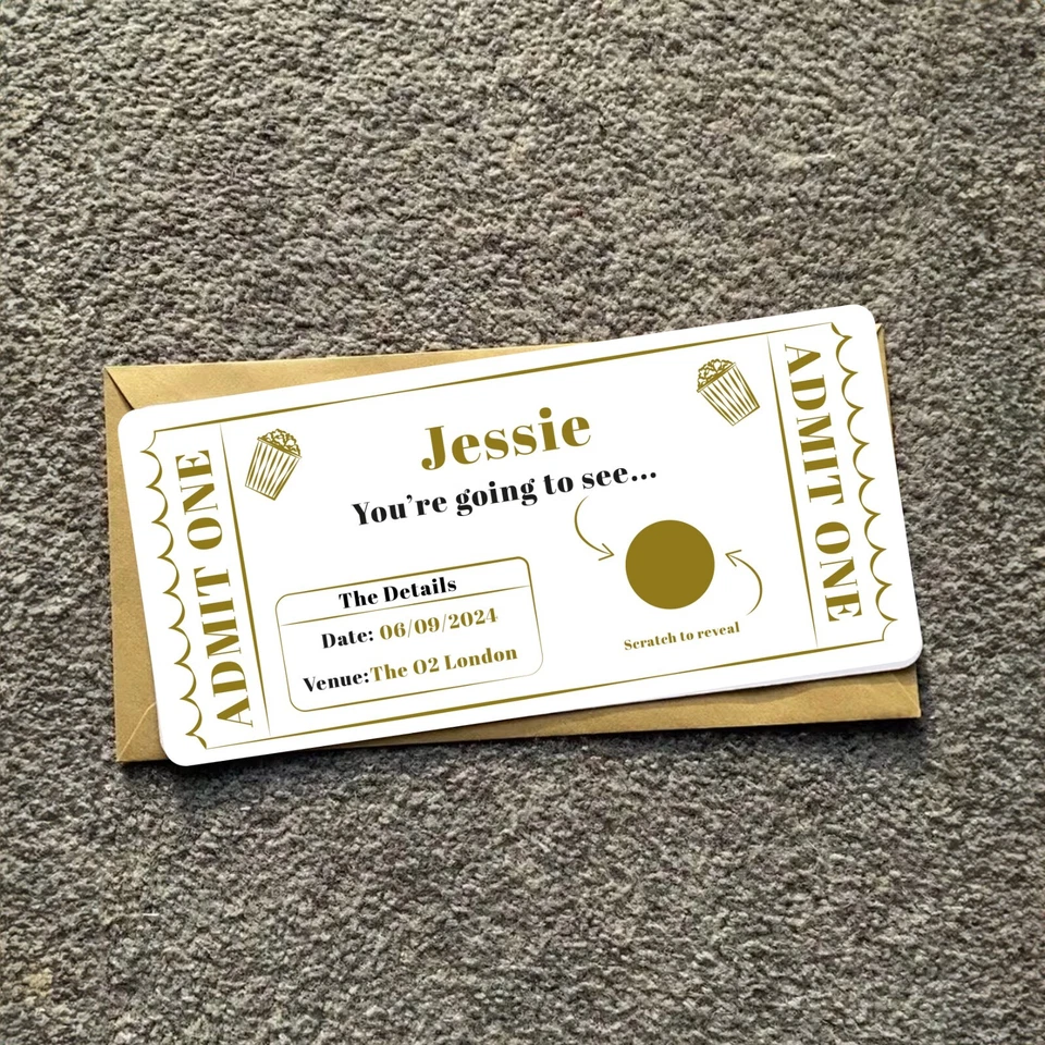 You're Going To See, Personalise Gift Voucher Scratch Card Gold Theatre Ticket