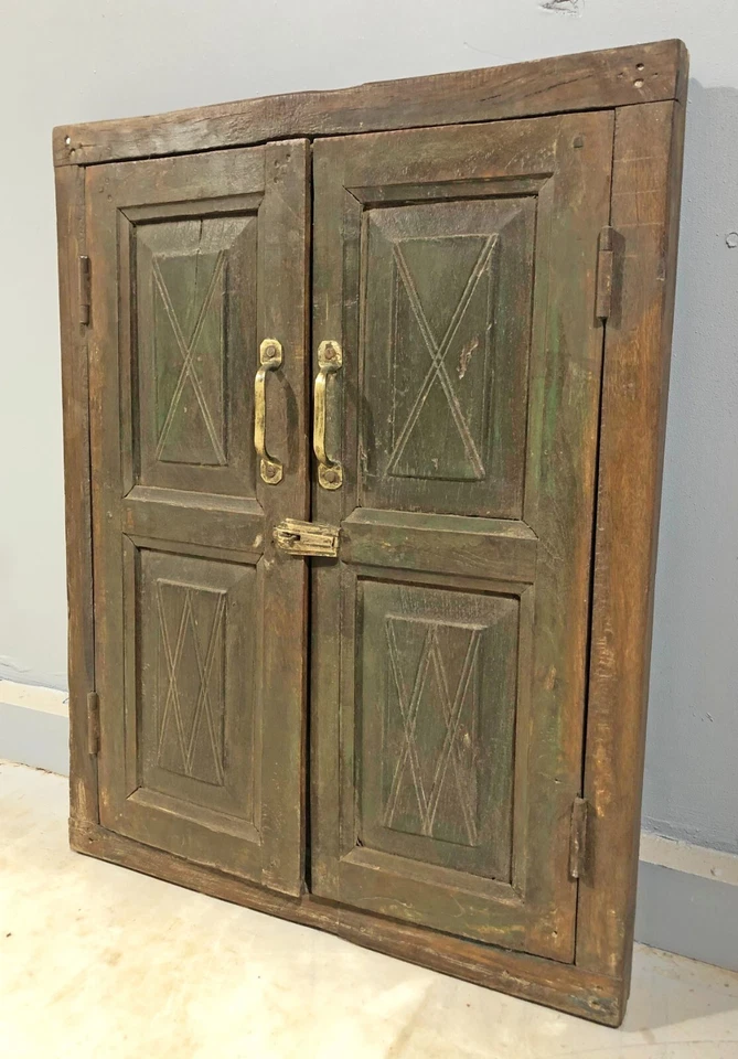 Antique Wooden Wall Décor Window Panel Frame Original Old Hand Crafted Rustic Pa - Image 2 of 4