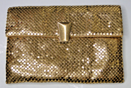 Vintage Whiting & Davis Women’s Small Dainty Gold Mesh Satin Lined Clutch Purse