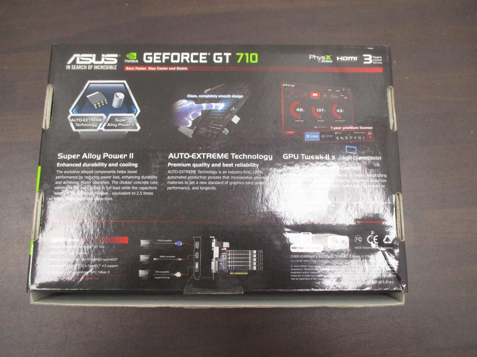 ASUS GeForce GT710 2GB DDR3 Silent Graphics Card 2016 Preowned Untested