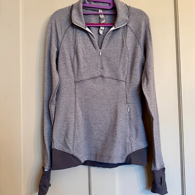 Lululemon Womens Kanto Catch Me 1/2 Zip Long Sleeve Pullover Herringbone Gray 6
