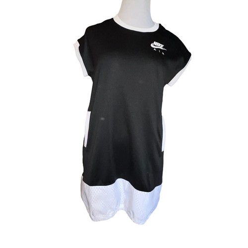 Nike Girls Sports Air Short Sleeve Dress Black/white Size Large New CU2458-010