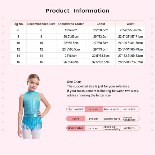 Girls Unitard Hip Hop Leotard Fringed Dress Up Ballet Rompers Tassel Bodysuit - Picture 8 of 37