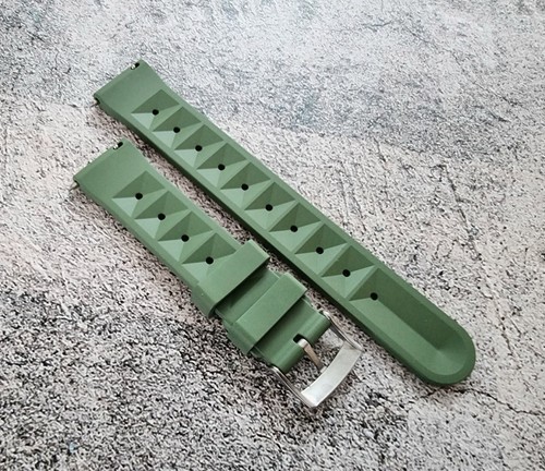 Genuine FKM Rubber Waffle Watch Strap Band Retro Divers Waterproof 20mm 22mm UK - Picture 40 of 50