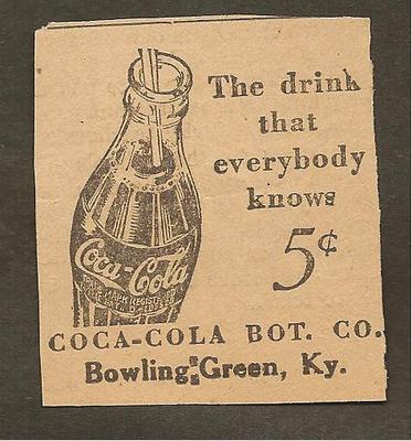 VINTAGE AD CLIPPED FROM NEWSPAPER - COCA-COLA BOTTLING CO. - 1939