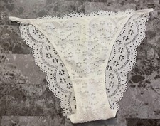NWOT JESSICA SIMPSON XL OFF WHITE IVORY EYELET LACE STRING BIKINI CHEEKY PANTIES