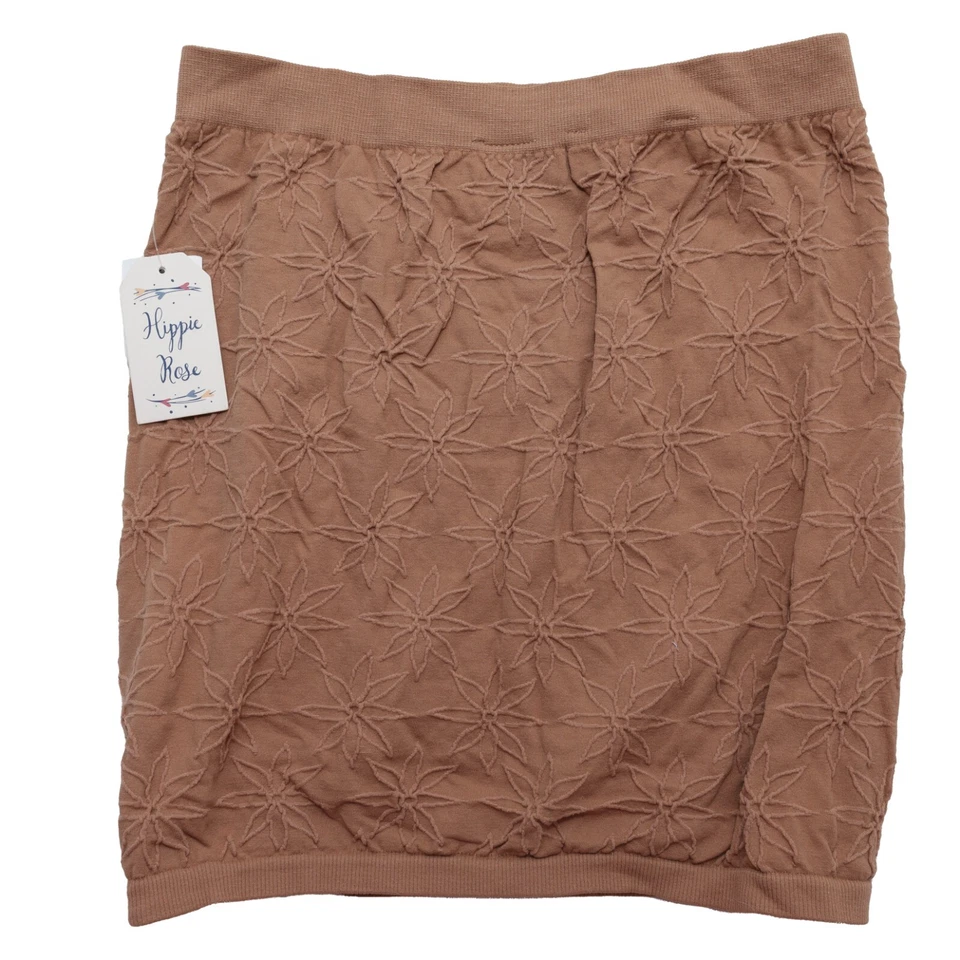 Minifalda corta diurna con textura marrón caramelo latte talla mediana Hippie Rose Juniors Foto 4 de 4