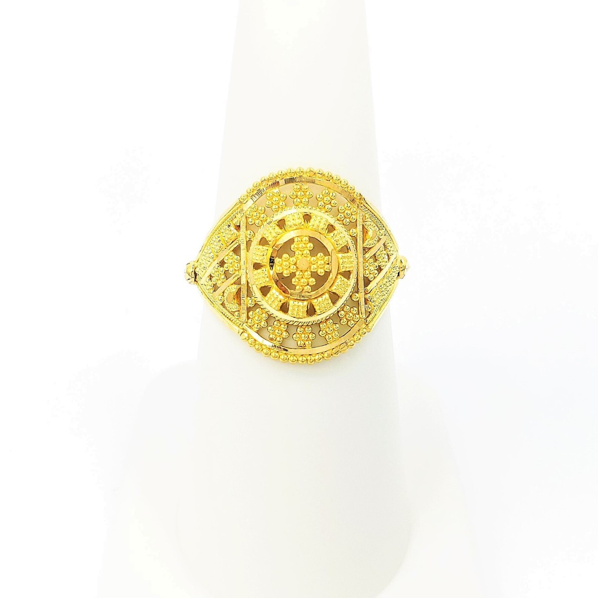 22K Solid Yellow Gold Ring US 7.5 Female Genuine Hallmarked 916  