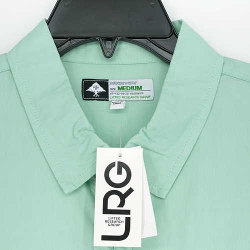 LRG Lifted Research Group Men's Short-Sleeve Shirt M Green Solid 100% Cotton NWT - Picture 3 of 14