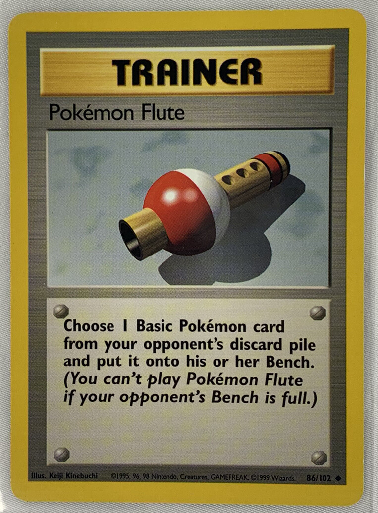 1999 Pokemon Base Set 1st Edition Trainer Pokemon Flute 86/102 Mint Condition!