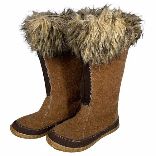 Sorel Cozy Joan Tall Felt Boots Faux Fur Top Size 6 Winter Boot Womens Felt - Picture 3 of 9