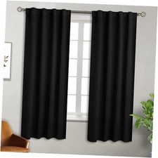 Curtains 63 inch for Bedroom - Rod Pocket and 38"W x 63"L Pack of 2 Black