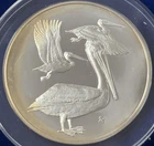 1971 Franklin Mint 2 Oz 0.925 Silver Bird Series Pelicans Round No #3