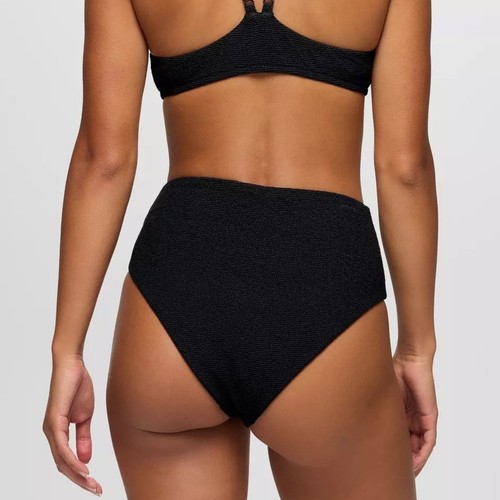 Prana Lahari Scrunch High Rise Swim Bottom Women's XS Black Cheeky Bikini Brief - Picture 2 of 8
