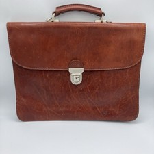 Vintage T Anthony Soft Flap Briefcase Italy Brown Leather Handle Pockets