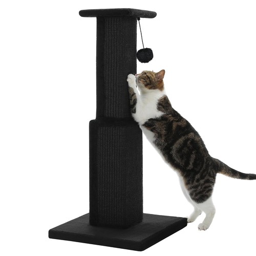 Large Cat Scratching Post 32” Tall Black Scratching Post for Indoor Cats Adul...