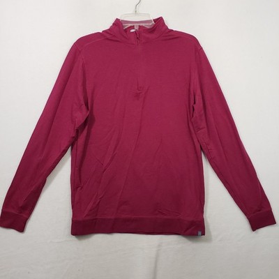 Tasc Cloud French Terry 1/4 Zip Pullover Men's Medium Pink Bamboo Blend Fabric