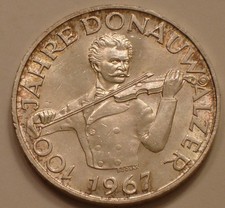 1967 SILVER 50 Schilliings of Austria  .5787 oz ASW BLUE DANUBE WALTZ Choice BU