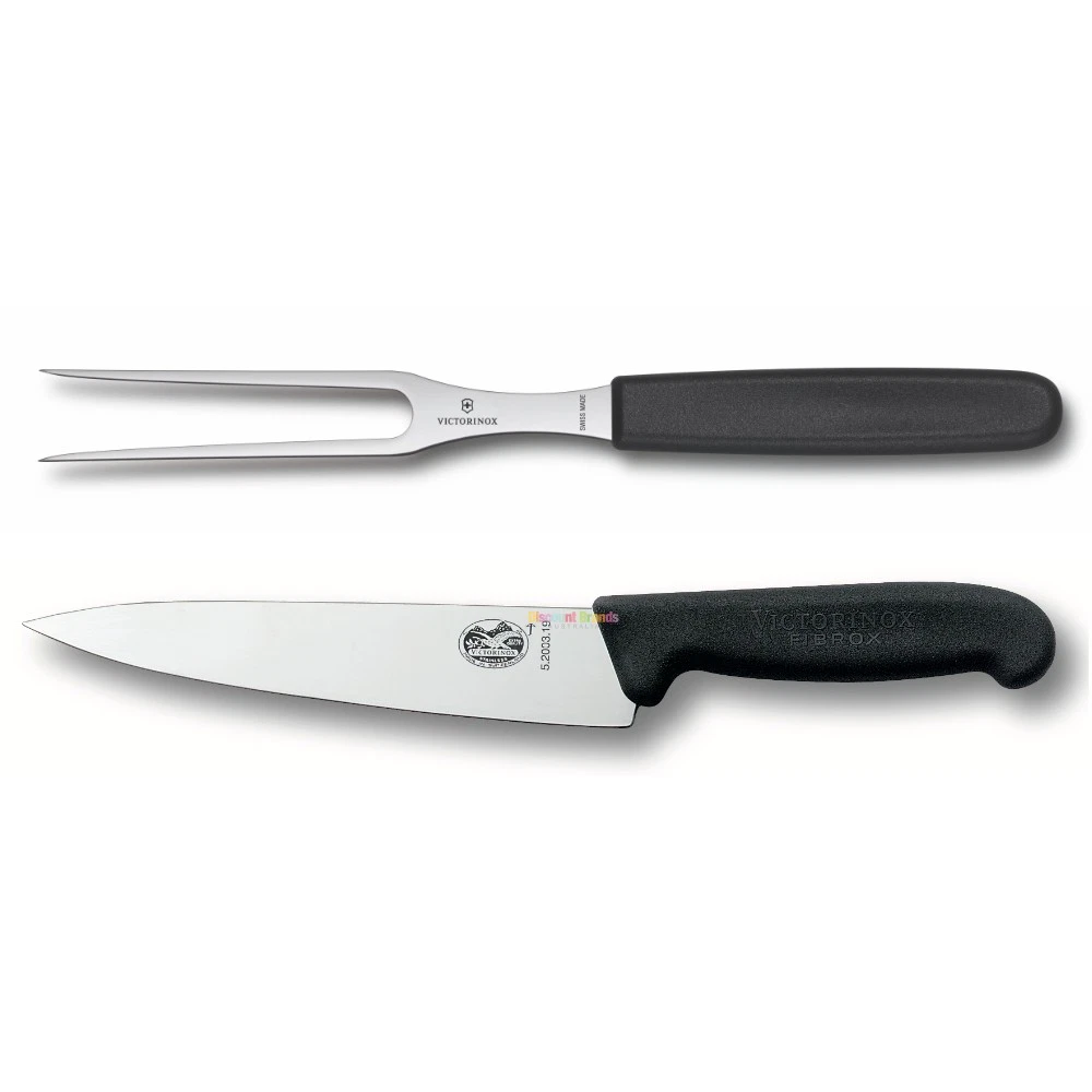 Victorinox 2pc Carving 15cm Fork + 19cm Cooks Knife Combo