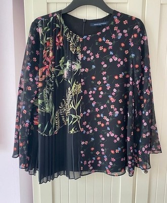 French Connection Layered Pleated Oversized Blouse With Wide Sleeves - Size UK 8